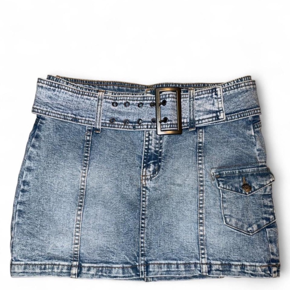 Denim Mini Skirt with Belt